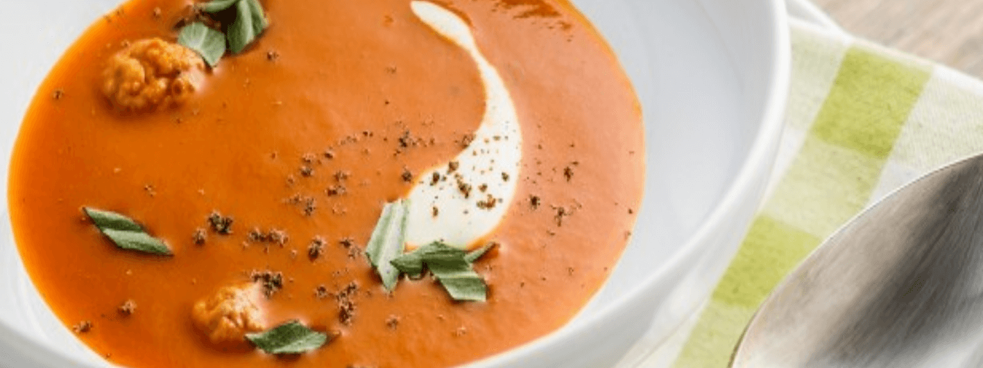 Tomatensoep met balletjes en Maredsous® Crème de Fagotin