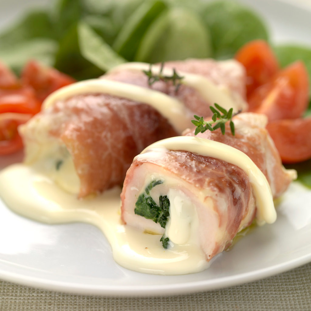 Kip rollades met Maredsous® met ham