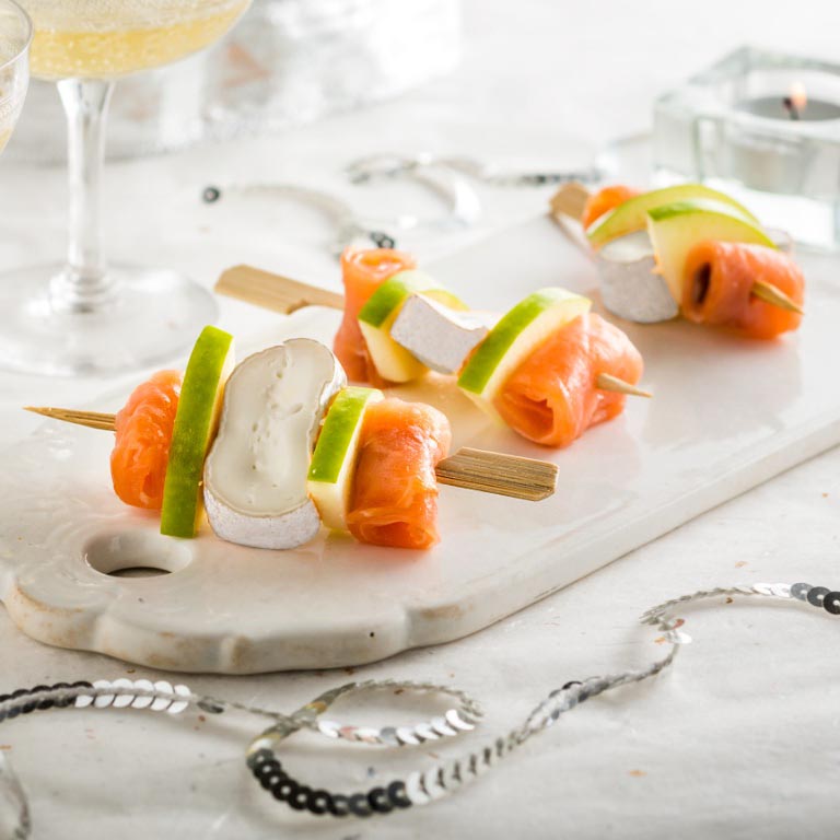 Brochettes au Fagotin Double Crème saumon et pomme verte