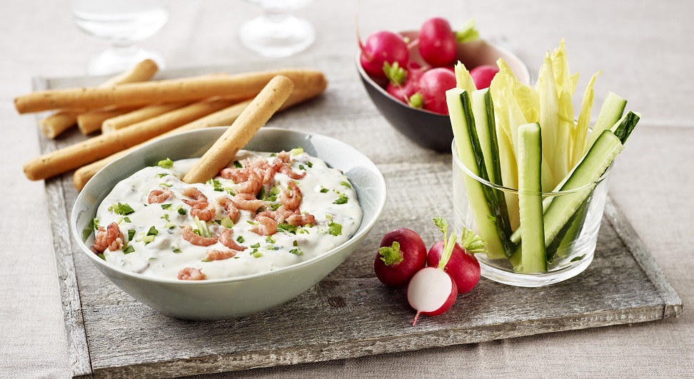 Dip au Maredsous® au Fromage Blanc et aux crevettes grises